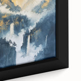 Glam Wall Art with Waterfall Scene - Luxury Metallic and Chic Decor