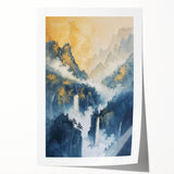 Glam Wall Art with Waterfall Scene - Luxury Metallic and Chic Decor