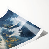 Glam Wall Art with Waterfall Scene - Luxury Metallic and Chic Decor