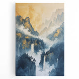 Glam Wall Art with Waterfall Scene - Luxury Metallic and Chic Decor