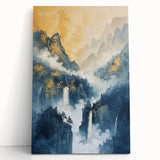 Glam Wall Art with Waterfall Scene - Luxury Metallic and Chic Decor