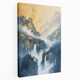 Glam Wall Art with Waterfall Scene - Luxury Metallic and Chic Decor