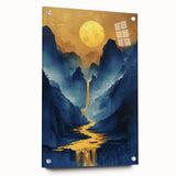 Golden Sun Glam Wall Art - Luxury Waterfall and Chic Decor