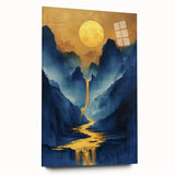 Golden Sun Glam Wall Art - Luxury Waterfall and Chic Decor