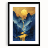 Golden Sun Glam Wall Art - Luxury Waterfall and Chic Decor