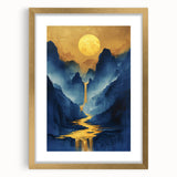 Golden Sun Glam Wall Art - Luxury Waterfall and Chic Decor