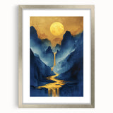 Golden Sun Glam Wall Art - Luxury Waterfall and Chic Decor