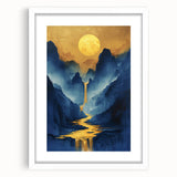 Golden Sun Glam Wall Art - Luxury Waterfall and Chic Decor