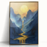 Golden Sun Glam Wall Art - Luxury Waterfall and Chic Decor