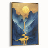 Golden Sun Glam Wall Art - Luxury Waterfall and Chic Decor