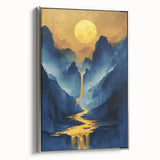 Golden Sun Glam Wall Art - Luxury Waterfall and Chic Decor