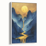 Golden Sun Glam Wall Art - Luxury Waterfall and Chic Decor