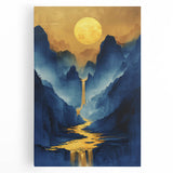 Golden Sun Glam Wall Art - Luxury Waterfall and Chic Decor