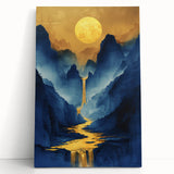 Golden Sun Glam Wall Art - Luxury Waterfall and Chic Decor