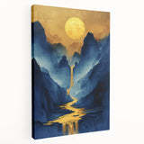 Golden Sun Glam Wall Art - Luxury Waterfall and Chic Decor