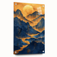 Golden Sun Over Blue Mountains - Glam Wall Art for Luxury Decor