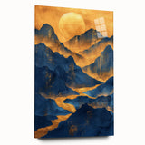 Golden Sun Over Blue Mountains - Glam Wall Art for Luxury Decor