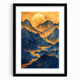 Golden Sun Over Blue Mountains - Glam Wall Art for Luxury Decor