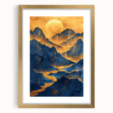 Golden Sun Over Blue Mountains - Glam Wall Art for Luxury Decor