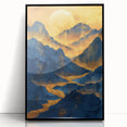 Golden Sun Over Blue Mountains - Glam Wall Art for Luxury Decor