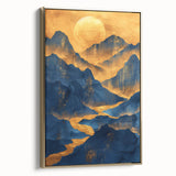 Golden Sun Over Blue Mountains - Glam Wall Art for Luxury Decor