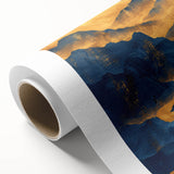Golden Sun Over Blue Mountains - Glam Wall Art for Luxury Decor