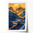 Golden Sun Over Blue Mountains - Glam Wall Art for Luxury Decor