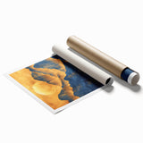 Golden Sun Over Blue Mountains - Glam Wall Art for Luxury Decor