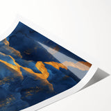 Golden Sun Over Blue Mountains - Glam Wall Art for Luxury Decor