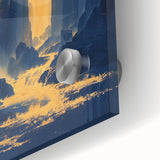 Golden Waterfall Glam Wall Art - Chic Decor with Blue and Gold Tones