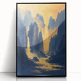 Golden Waterfall Glam Wall Art - Chic Decor with Blue and Gold Tones