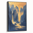 Golden Waterfall Glam Wall Art - Chic Decor with Blue and Gold Tones