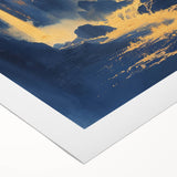 Golden Waterfall Glam Wall Art - Chic Decor with Blue and Gold Tones