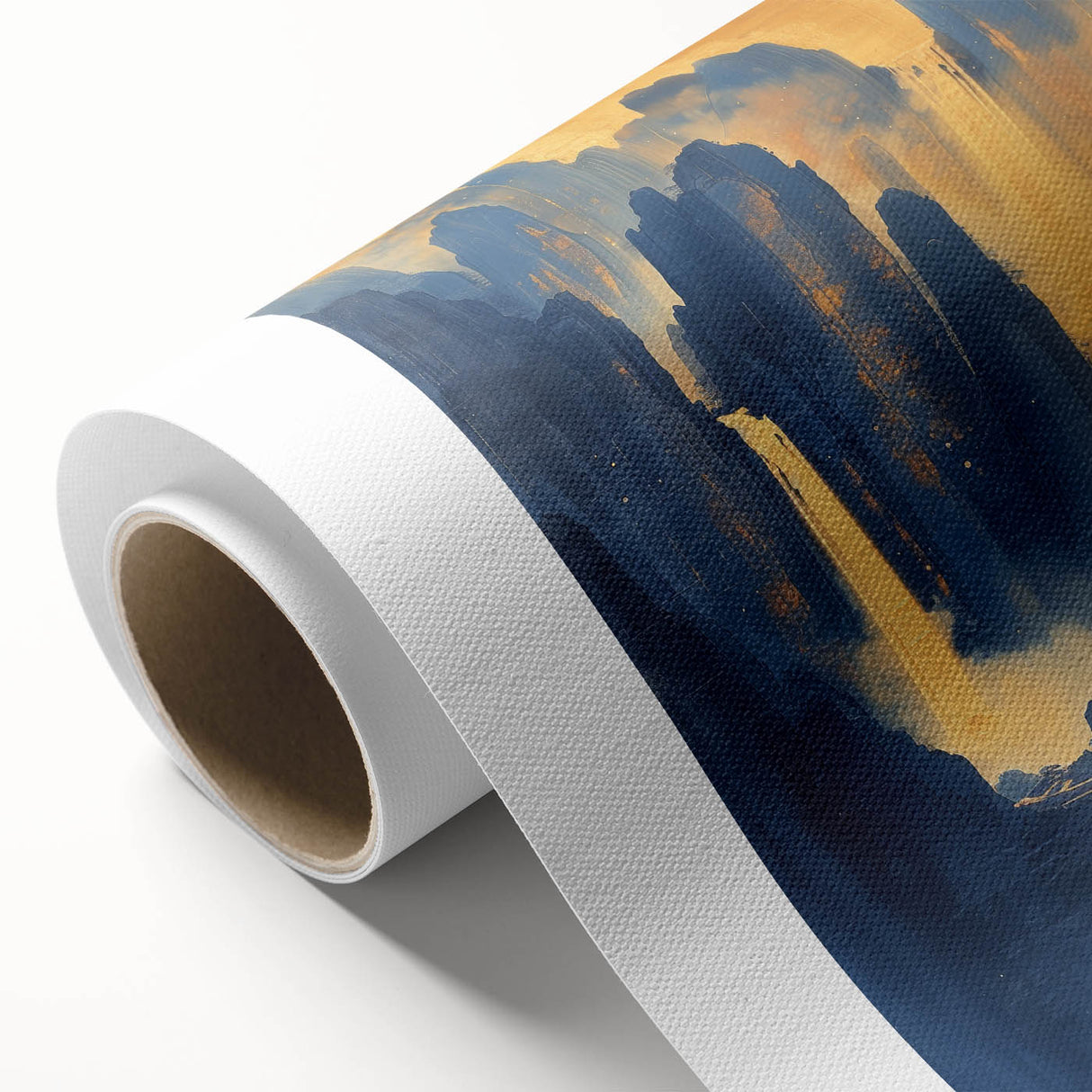 Golden Waterfall Glam Wall Art - Chic Decor with Blue and Gold Tones