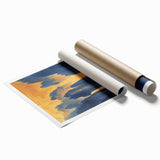 Golden Waterfall Glam Wall Art - Chic Decor with Blue and Gold Tones