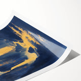 Golden Waterfall Glam Wall Art - Chic Decor with Blue and Gold Tones