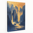 Golden Waterfall Glam Wall Art - Chic Decor with Blue and Gold Tones