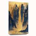 Glam Wall Art - Golden Waterfalls and Dark Blue Mountains in Luxurious Style