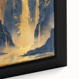 Glam Wall Art - Golden Waterfalls and Dark Blue Mountains in Luxurious Style