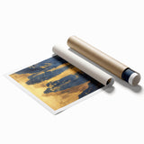 Glam Wall Art - Golden Waterfalls and Dark Blue Mountains in Luxurious Style