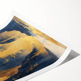 Glam Wall Art - Golden Waterfalls and Dark Blue Mountains in Luxurious Style
