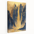Glam Wall Art - Golden Waterfalls and Dark Blue Mountains in Luxurious Style