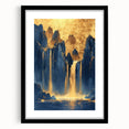 Glam Wall Art - Majestic Golden Waterfalls and Dark Blue Mountains