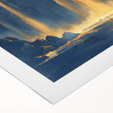 Glam Wall Art - Majestic Golden Waterfalls and Dark Blue Mountains