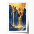 Glam Wall Art - Majestic Golden Waterfalls and Dark Blue Mountains