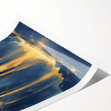 Glam Wall Art - Majestic Golden Waterfalls and Dark Blue Mountains