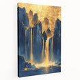 Glam Wall Art - Majestic Golden Waterfalls and Dark Blue Mountains