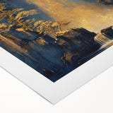 Glam Wall Art - Golden Waterfalls and Trees in Dark Blue Mountain Landscape