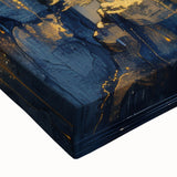 Glam Wall Art - Golden Waterfalls and Trees in Dark Blue Mountain Landscape