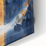 Glam Wall Art - Golden Waterfall and Trees with Dark Blue Mountains